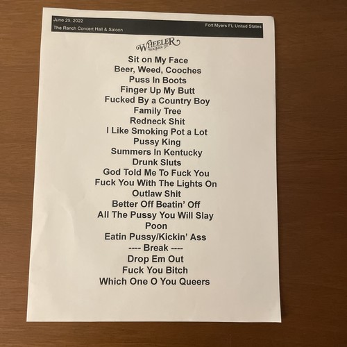 Wheeler walker set list - set,